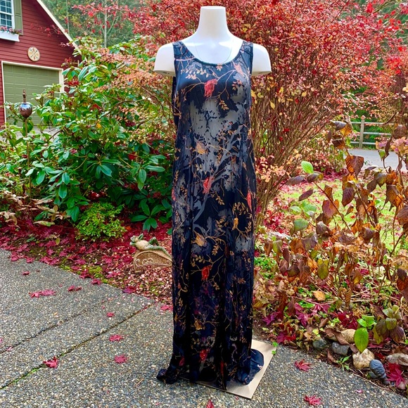 Citron Vintage black silk burnout dress